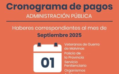 El miércoles 1 de octubre comienza el pago de haberes