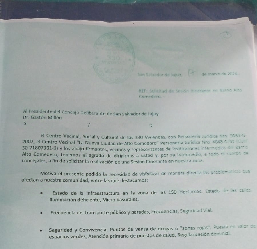 Vecinalistas piden que concejales sesionen en Alto Comedero