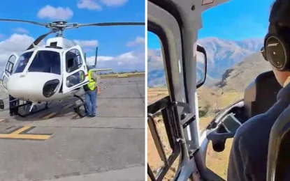 Rescate aéreo del SAME en una zona de dificil acceso
