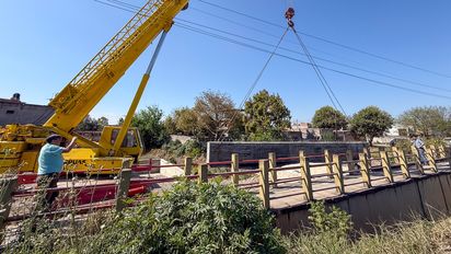 Etapa clave de obra en el puente Snopek del distrito de Alto Comedero