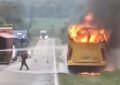 Se incendio un colectivo que trasladaba una delegación de jugadores