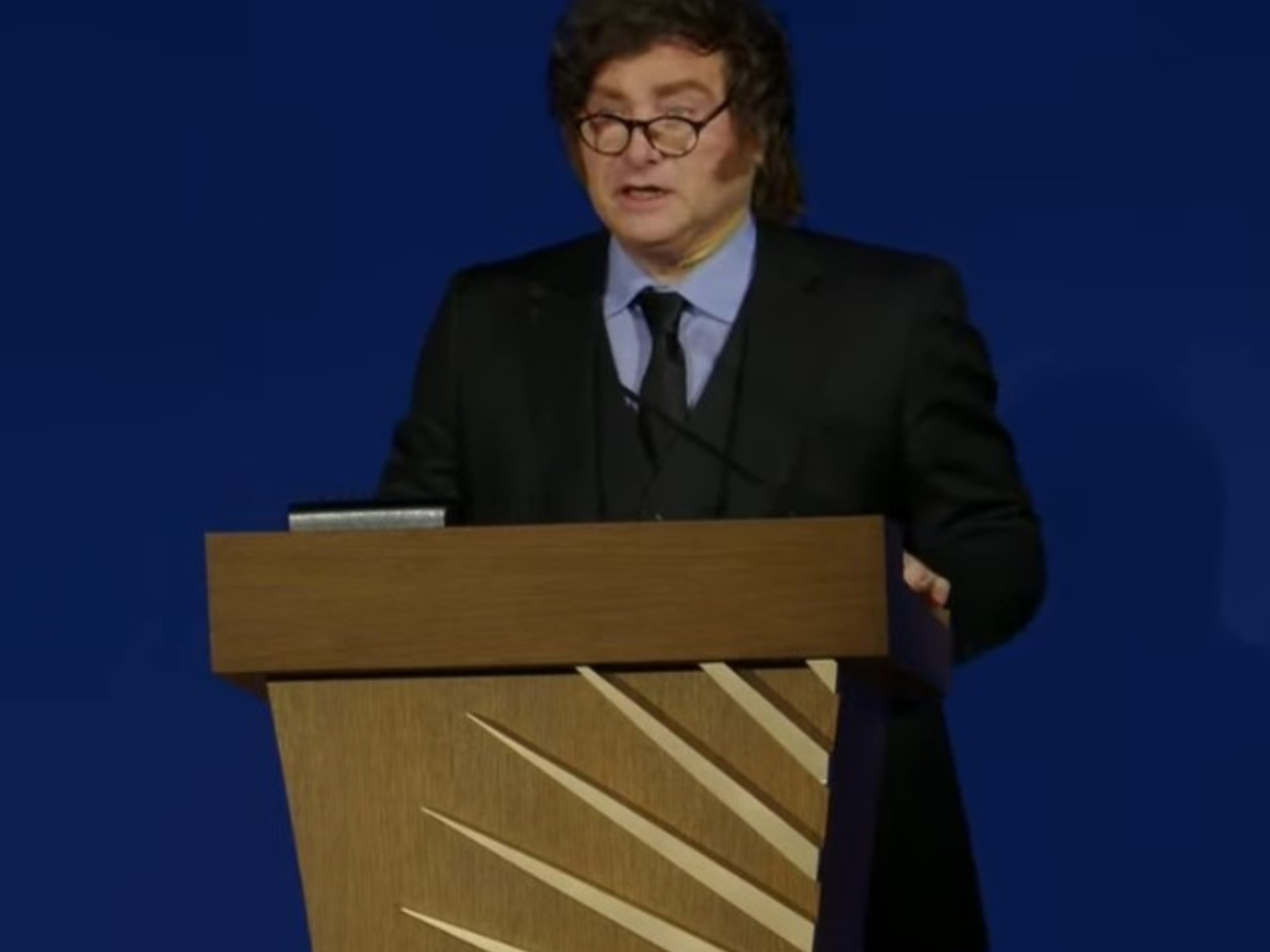 Javier Milei en su discurso en la Cámara de Comercio de EE.UU